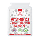 Harla Health Vitamin D3 3000 IU and Vitamin K2 100ug MK7-90 Capsules - Suitable for Vegetarians - Made in The UK - GMP Codes of Practice