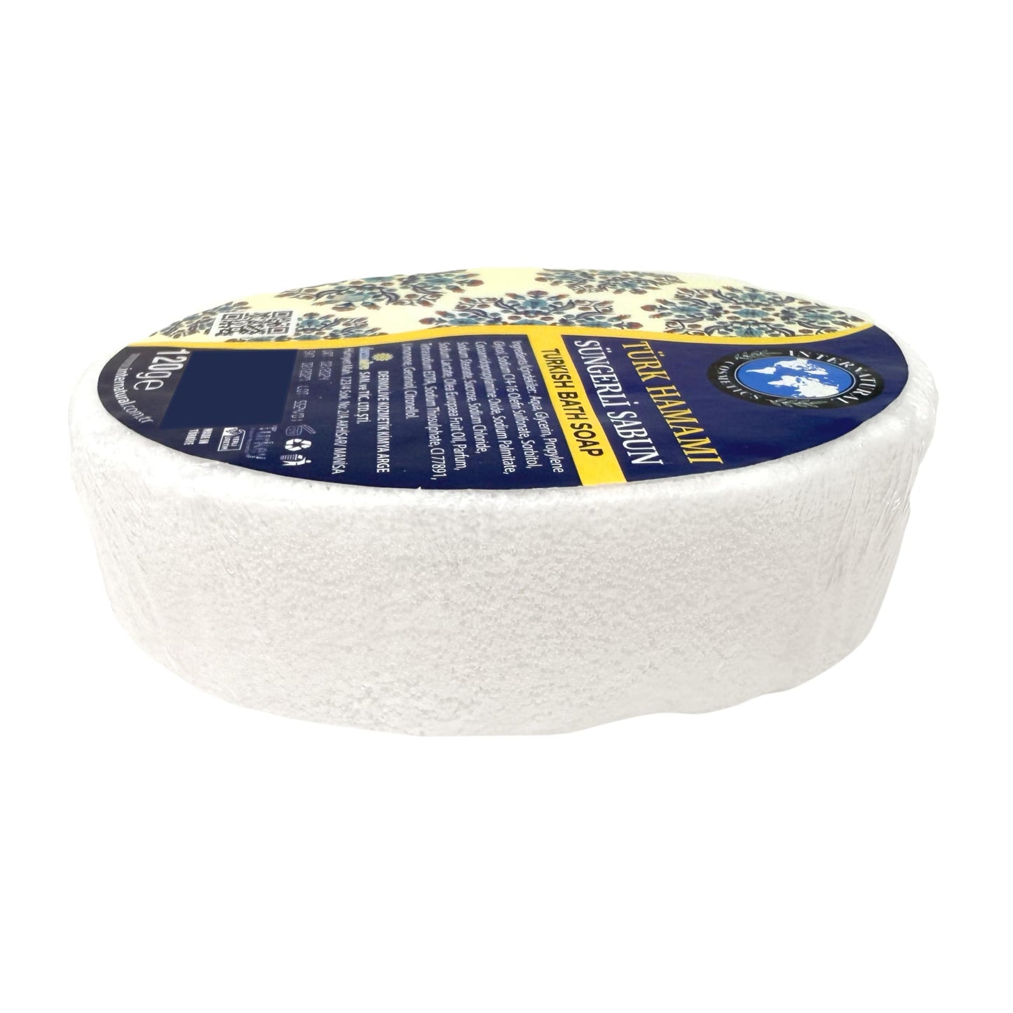 Dermolive Internatural Handmade Exfoliating Sponge Soap Turkish Bath Hammam 120 gr. Natural and Renewing Cleaning Experience