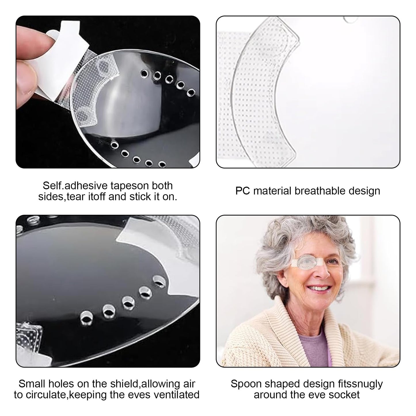 6 PCS Eye Shield After Cataract Surgery, Clear Eye Patch, Eye Shield After Surgery, Covering Eye Shields, Breathable Eye Shields for After Surgery, Postoperative Eye Care Protect Eyes from Injury