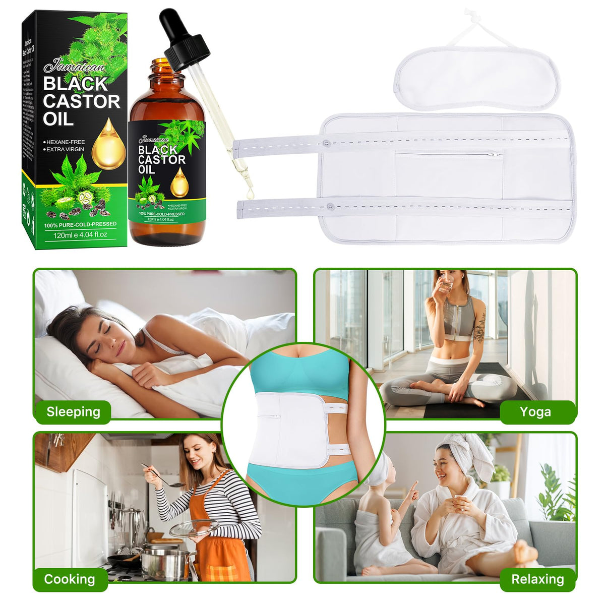 PIUSEQEW Jamaican Black Castor Oil, Organic Castor Oil 100% Pure Cold Pressed Body Massage Black Castor Oil Essential Oils for Body Face & Skin, Eyebrows Growth, Hair Nourishing, Skin Moisturizer, 120ml