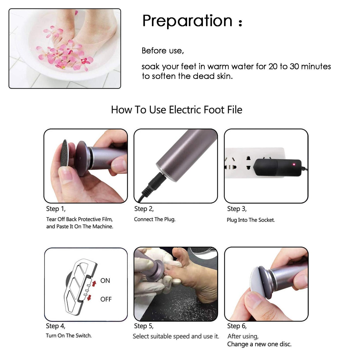 Electric Foot File for Hard Skin (Speed Adjustable) with 60pcs Replacement Pads, Powerful Electric Callus Remover Pedicure Hard Dead Foot Skin Removal Machine Women Men Use (Gray)