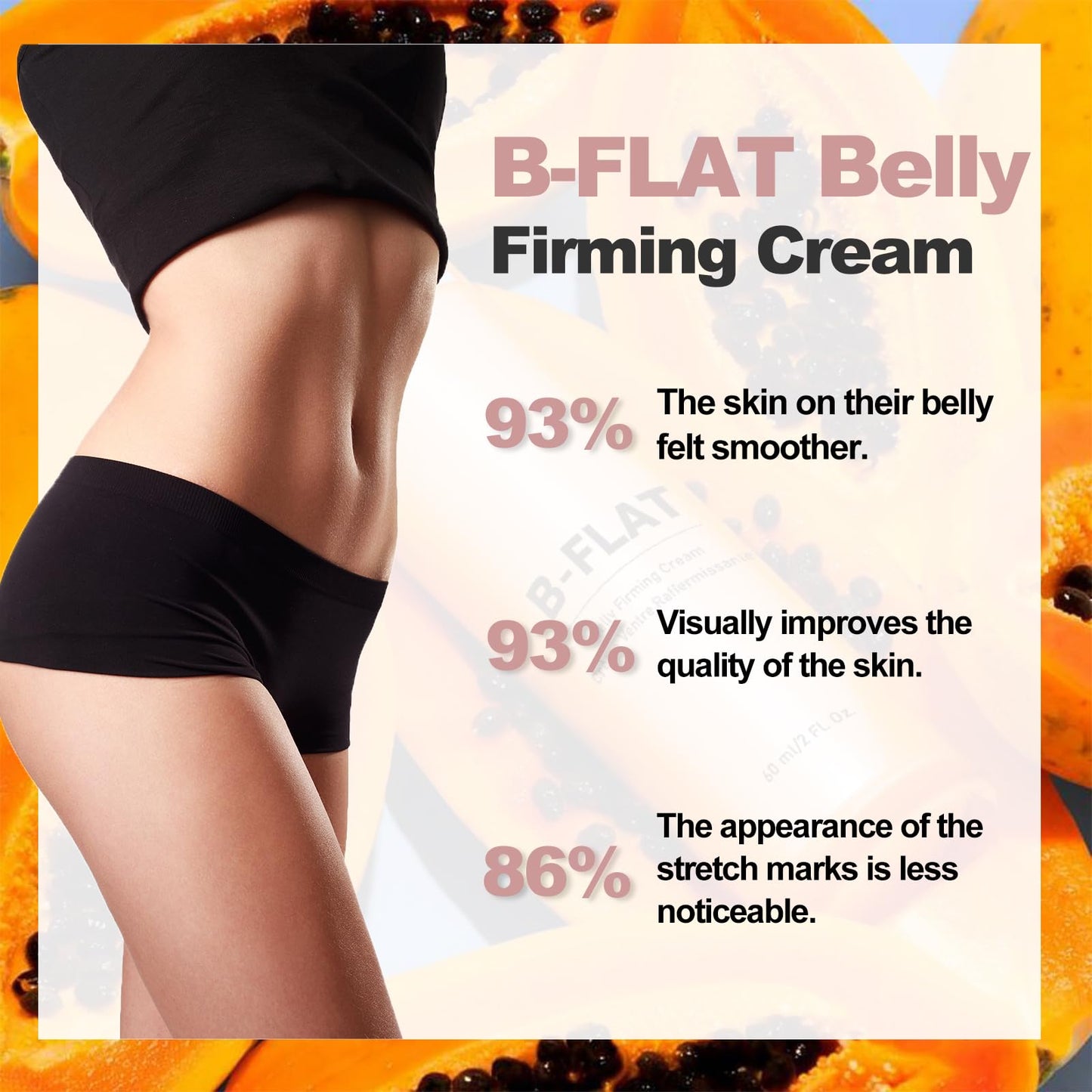 Shefave B-FLAT Belly Firming Cream, Firming Body Lotion, Skin Tightening Cream Body Moisturiser For Stretch Mark | Intense Hydration & Lifting Effect | Reduce Sagging, Restore Elasticity