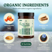 Resawn Sea Moss 16-in-1 Gummies - 6,000 mg Supplement, Green Apple Flavor, 30 Gummies