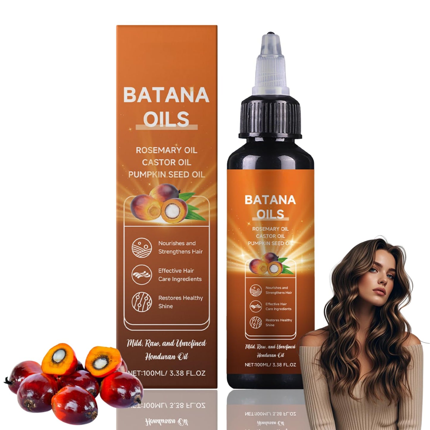 HERBENJOY Batana Oil For Hair Growth,Moisturizes Scalp & Hair Oil,Nourishing & Volumizing Hair GrowthOil,Pumpkin SeedOil For Hair Strengthening And Scalp Care,4-In-1 ScalpOil Veganic Wild HairGrowthOil