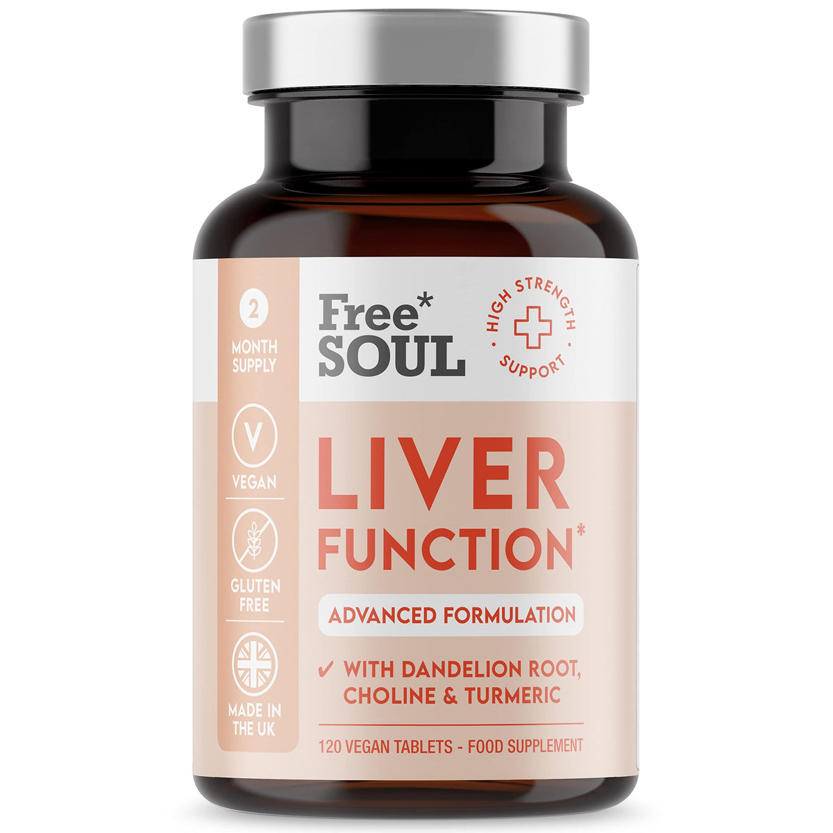Free Soul Liver Supplement - Advanced Liver Cleanse, Detox & Repair | High Strength Liver Care with Choline, Dandelion Root, Turmeric, Artichoke, Ginger, Acai and More | 120 Tablets Gluten Free & Vegan
