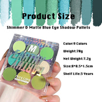 QUIWEN Green Eyeshadow Palette, 9 Colours Glitter Eye Shadow Makeup, Green Eye Shadow Pallets For Women, Shiny Sparkle Shimmer Matte Green Eyeshadow, Yellow White Mint Green MakeUp Palette with Brush