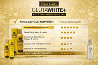 FIRST LADY GLUTAWHITE First Lady Glutawhite Gold Body Oil 200ml – Brightening Body Oil with Glutathione, Licorice Root & Vitamin E, Hydrating Skin Oil with Papaya, Carrot, Goat Milk & Bearberry