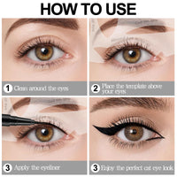 Apooliy Liquid Eyeliner with Eye Liner Stencils,Waterproof Eyeliner Pen with Slim Tip,Quick Drying,Longwearing Eye Makeup Stick,Black