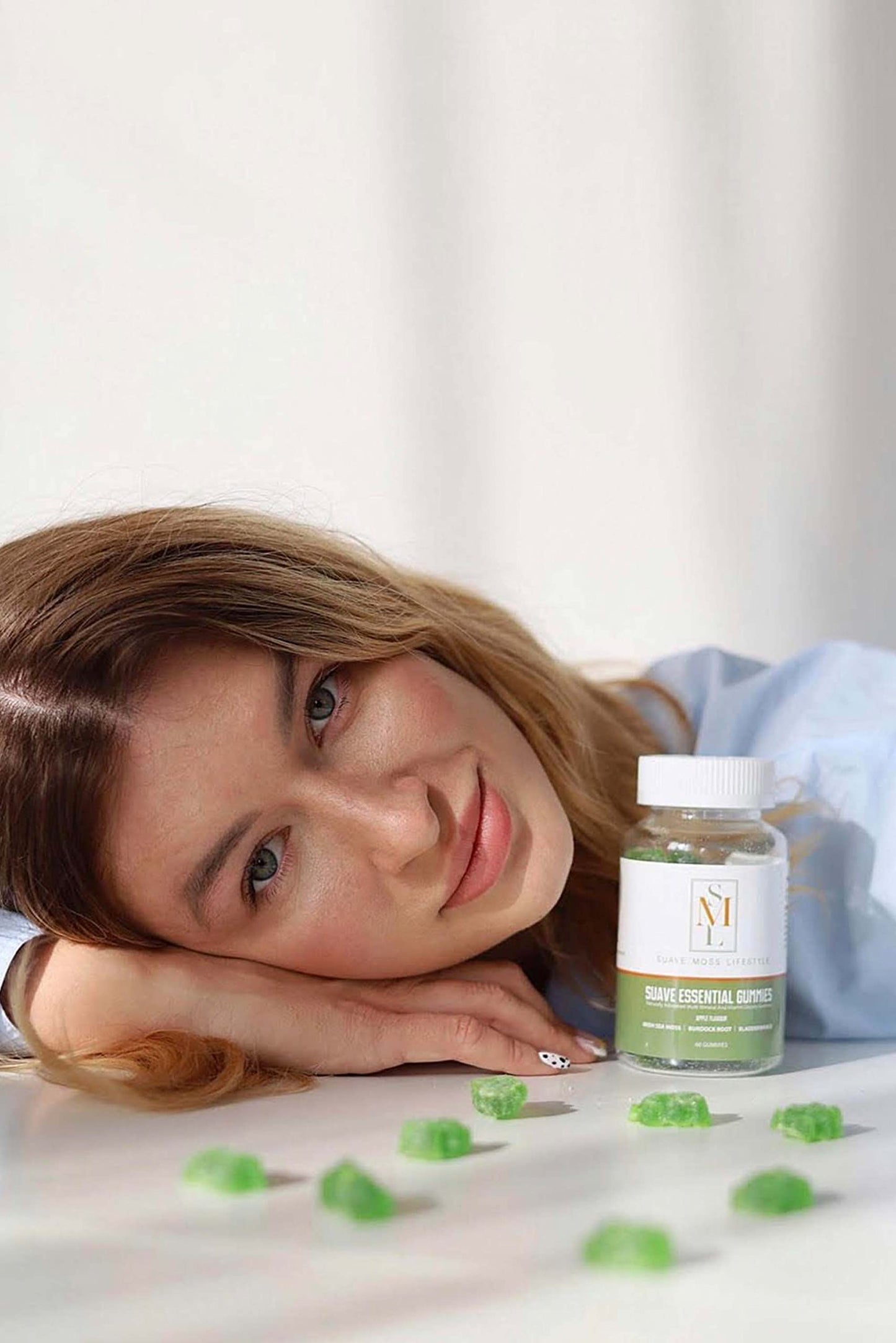 Suave Moss Lifestyle | Sea Moss Gummies with Bladderwrack and Burdock Root | 60 Gummies | Apple Flavour | All Natural, Vegan, Gluten Free, Non GMO, Dr Sebi.