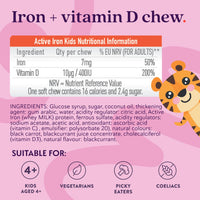 Active Iron Kids Chews, with Iron & Vitamin D, Blackcurrant Flavour, 30 Day Supply