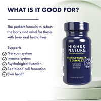Higher Nature - High Strength - Vitamin B Complex - Reduce Tiredness - Supports Nervous System - Vegan Friendly - 90 Capsules