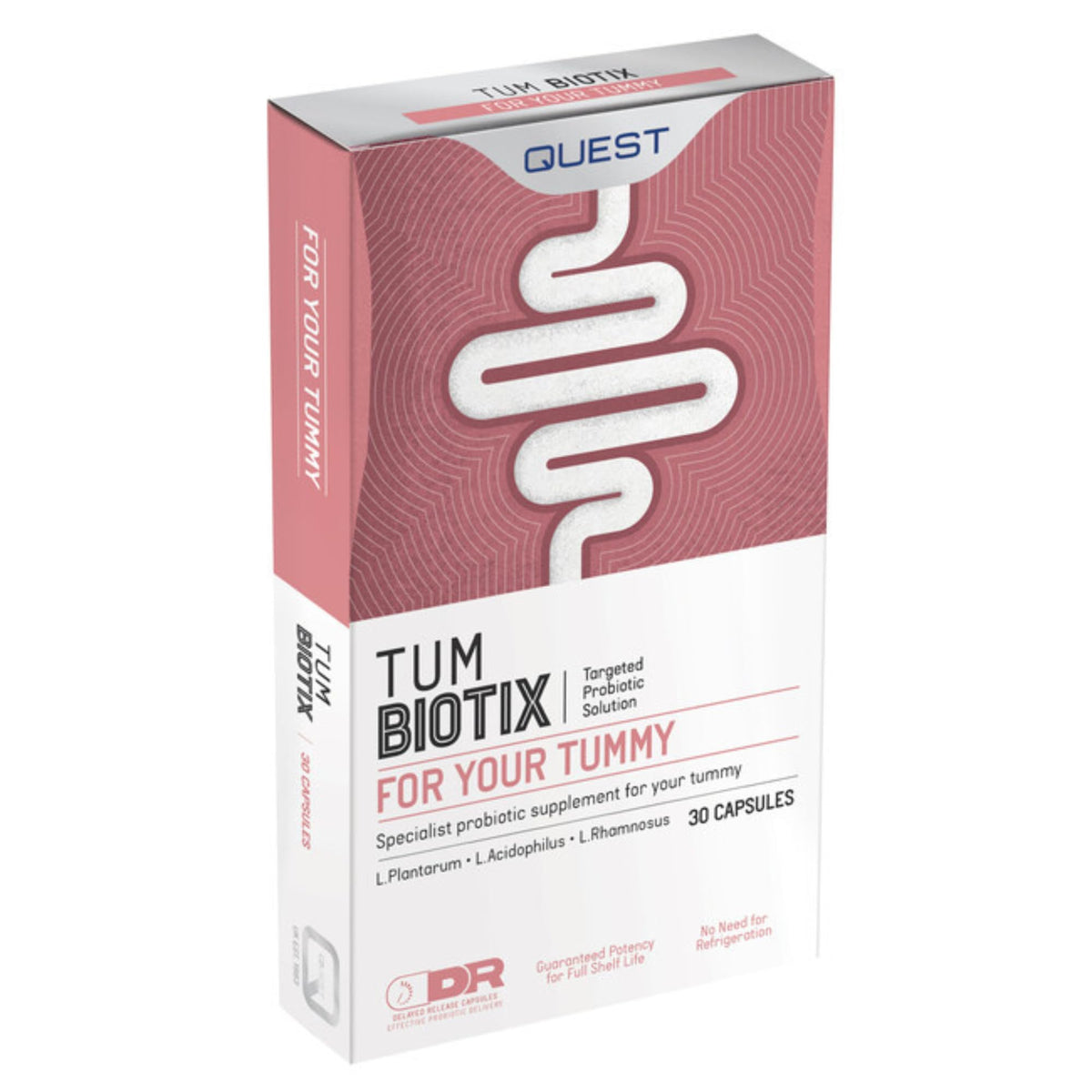 Quest Tum Biotix Gut Health Probiotics Supplements & Balance Gut Flora. 2 Billion CFU Helps Restore Gut Friendly Bacteria. Vegan Multi Strain Probiotic Digestive Supplement (30 Capsules)