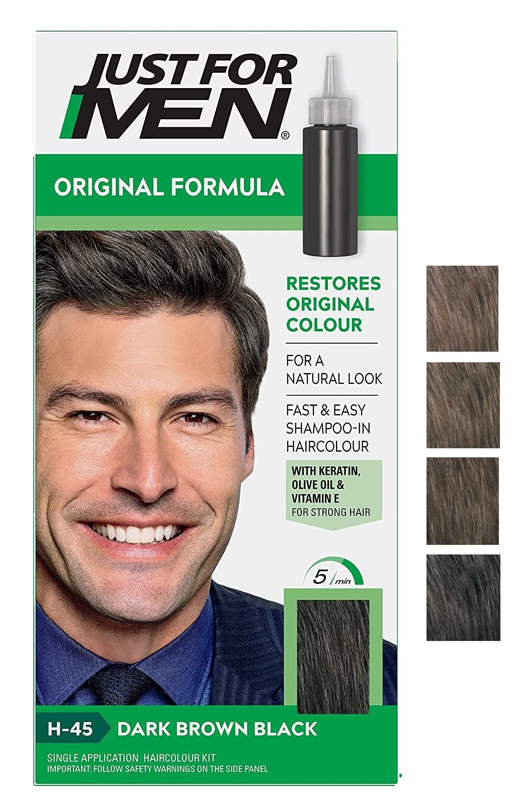 Just For Men Just for men Original Formula Dark Brown Black Hair Dye, Restores Original Colour for a Natural Look H45