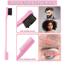 Pubiao Hair Brush Set 3 Piece, Boar Bristle Brush for Smoothing Frizz-Free, Edge Control Brush for Flyaways, Rat Tail Comb for Sectioning Teasing – Salon Styling Kit