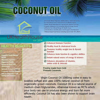 UKHealthHouse Premium Extra Virgin Coconut Oil softgel 1000mg x 500 Capsules Skin & Hair Rich MCT Oil - Cold Pressed Oil Potency - Trans-Fat Free