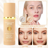 4 in 1 Moisturizing Full Coverage Liquid Foundation Sunscreen Serum Spf 50 Foundation Biomimic Foundation Concealer,Moisturizer,Sunscreen Serum Uniform Skin Tone Stay up to 24h