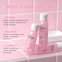 LAIKOU Sakura Spa Gift Set, Bath & Hair Care Travel Kit, Shampoo, Conditioner & Body Wash, Hydrating, Nourishing & Gentle for All Skin & Hair Types, Christmas Birthday Gifts for Women Teenage Girl