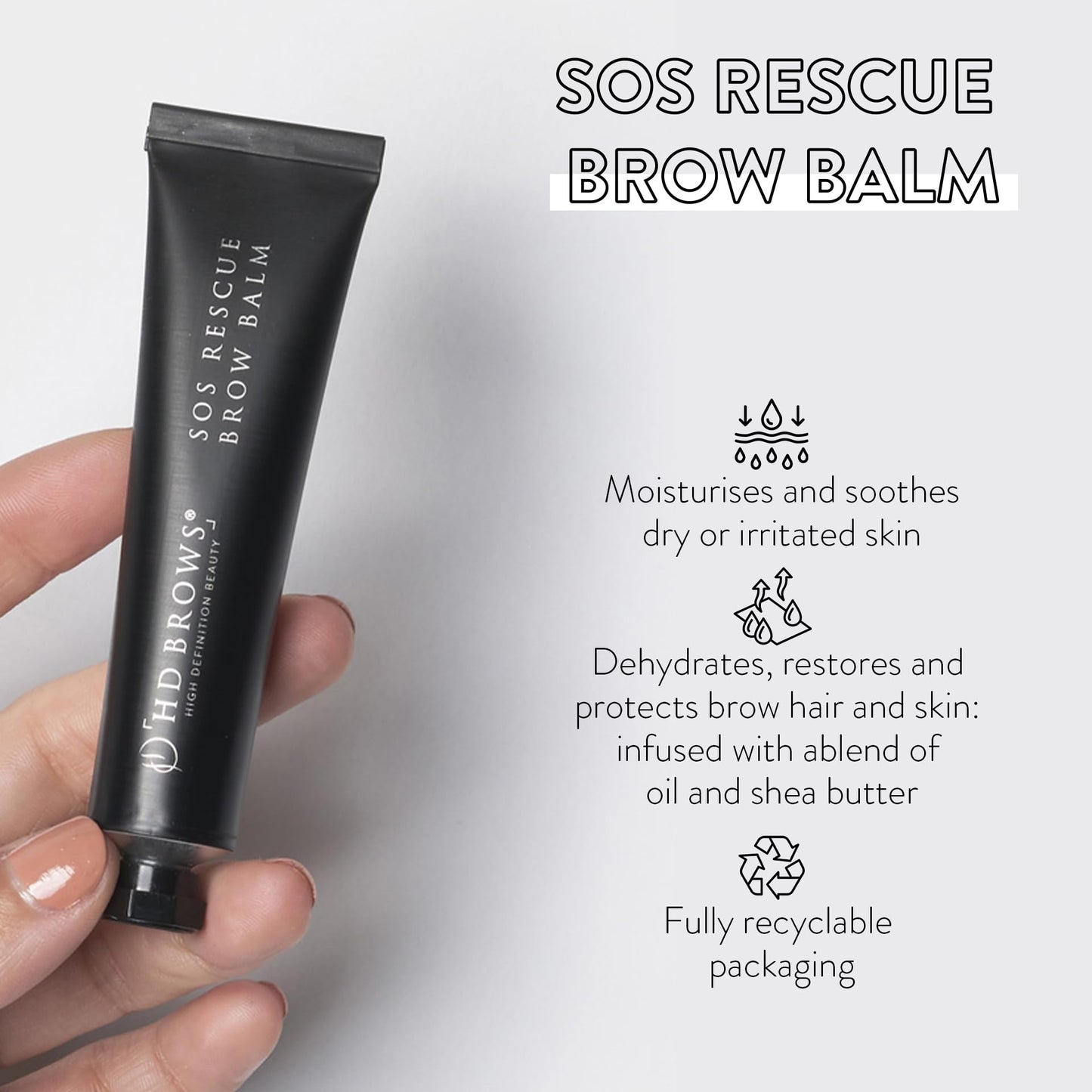 HD Brows HD BROWS SOS Rescue Brow Balm, Multi-Purpose Care Balm, Infused with a Blend of Oils, Vegan-Friendly, Fully Recyclable Packaging