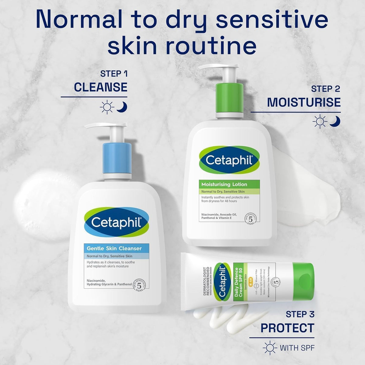 Cetaphil Daily Defence SPF for Sensitive Skin, SPF 30 Moisturiser/SPF 50 Mineral Sunscreen