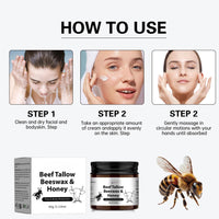 ISBEAUSOLS Beef Tallow Moisturiser - Beef Tallow Skin Care - Tallow And Honey Balm Beeswax for Skin Deep Nourish - Face & Body Butter for Dry Skin - Face Cream for Repair Barrier,Tender Skin 60g