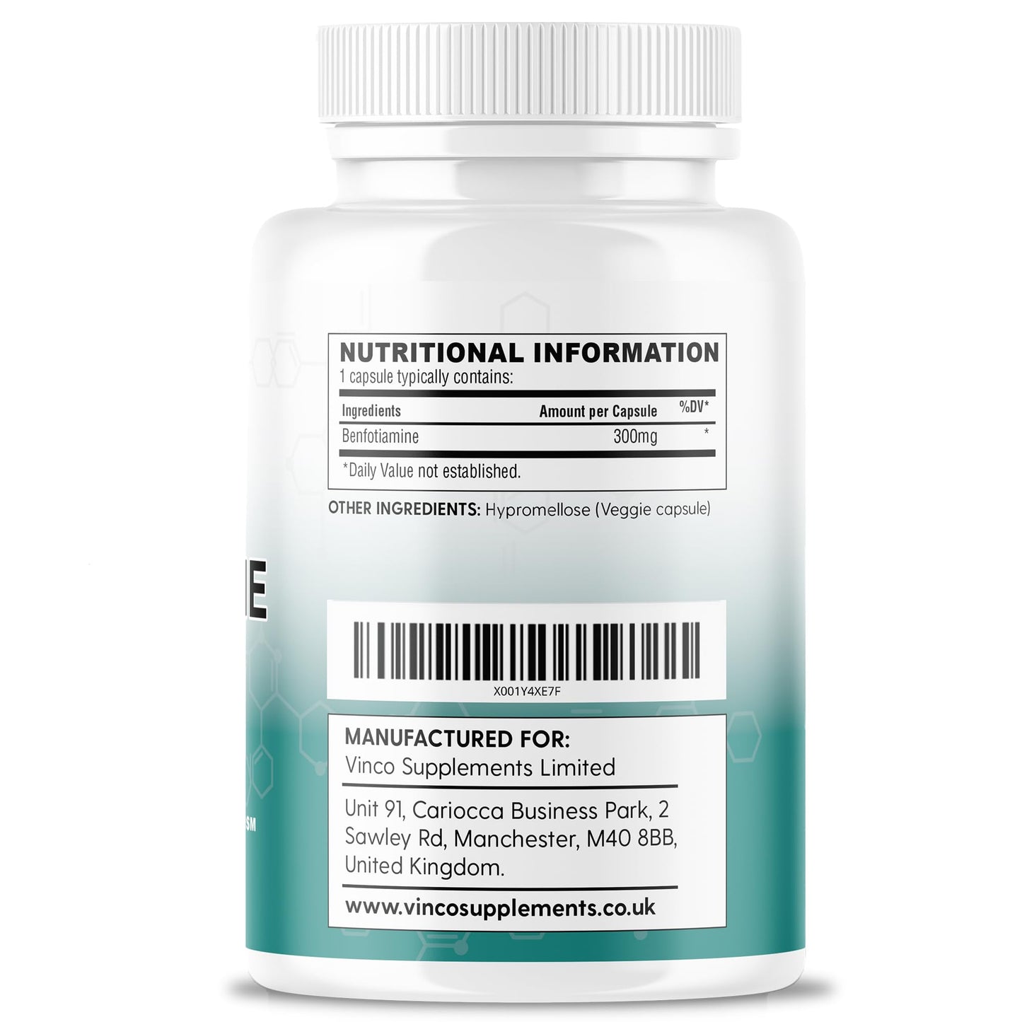 Vinco Supplements Vinco Benfotiamine 300mg - Vitamin B1 Thiamine High Strength for Heart & Kidney Support, 120 Vegan Capsules, Enhanced Cognitive Function, Energy & Antioxidants, Gluten & Allergen-Free - Made in UK