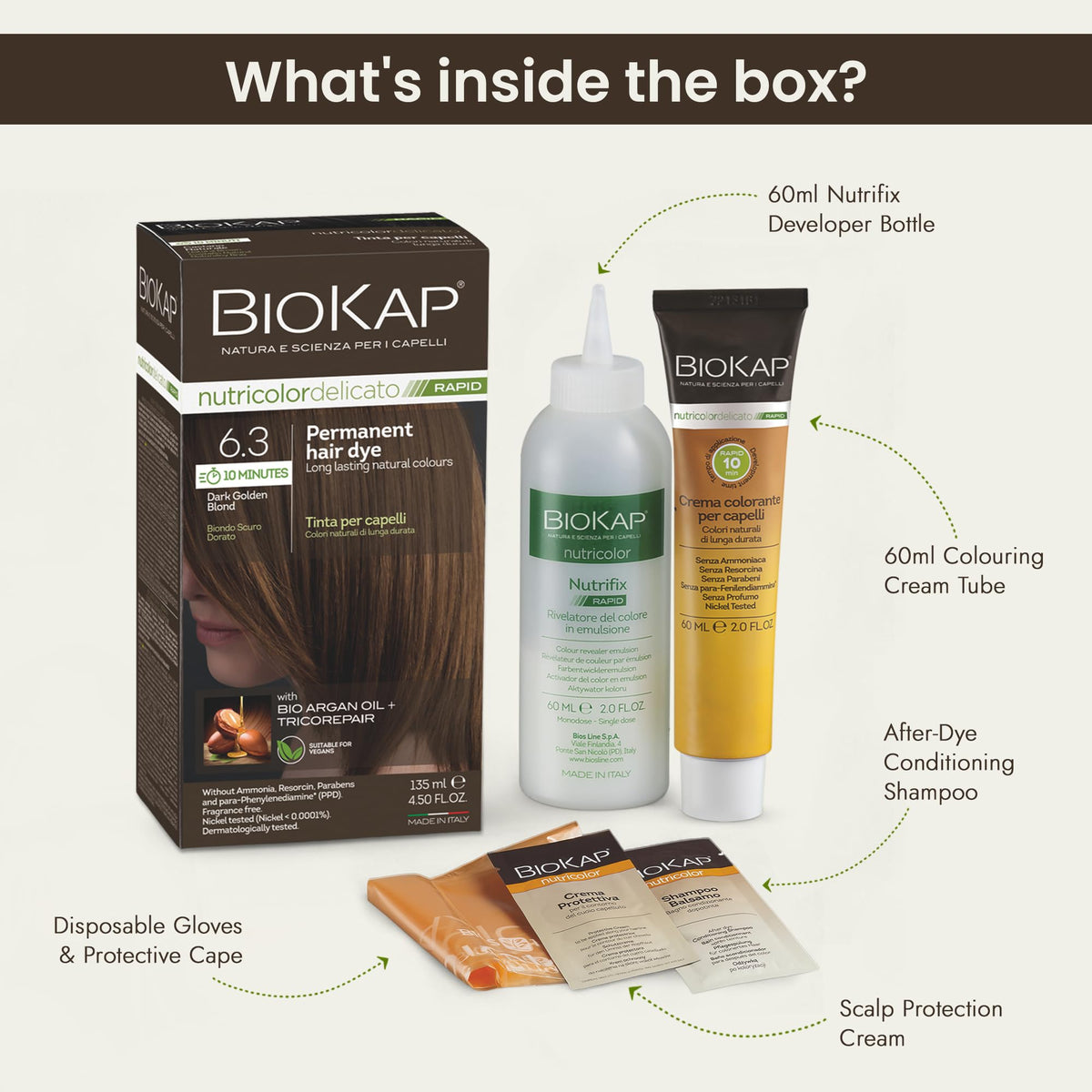BIOKAP BioKap Extra Light Golden Blond 9.3 Rapid Permanent Hair Colour Organic & Vegan Formula for Sensitive Skin 135ml