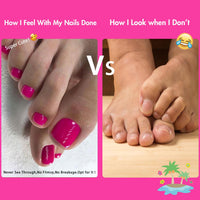 SXVME Hot Pink French Tip Press on Toes Nails Short Square, White Fake Toe Nails Glue on, Acrylic Toe Press on Nails for Women, Full Cover Glossy Gel ToeNails in 24 Pcs