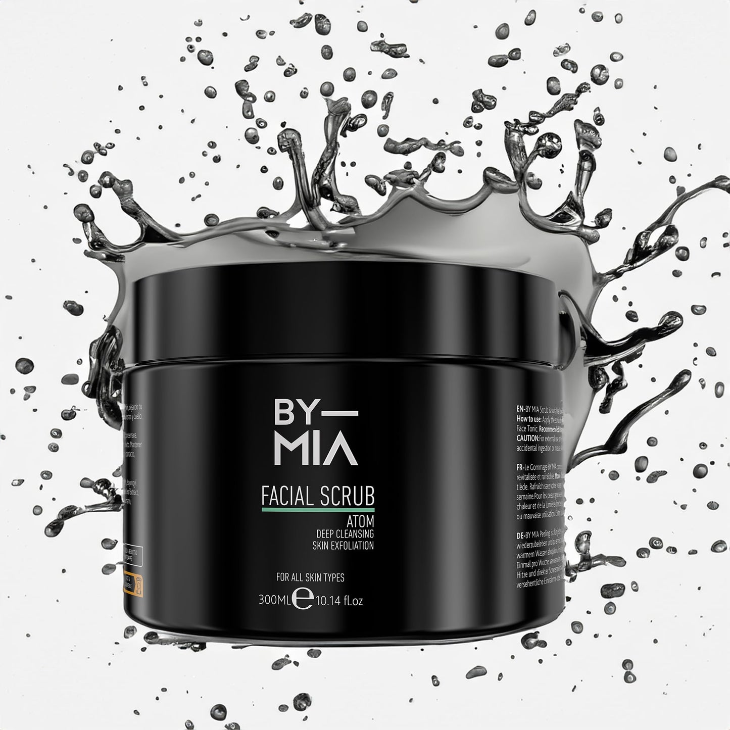BY MIA Facial Scrub Atom 300ml | Deep Cleansing | Gentle Exfoliation | All Skin Types | Refreshing | Smooth Skin | Effortless Application | Non-drying Formula | Skin Renewal
