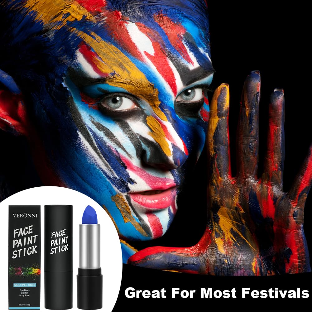 LOPHE Face Paint Stick, Blue Eye Body Paint Stick for Softball Football Baseball Lacrosse, Non Toxic Makeup Stick for Adults Kids Halloween Cosplay, Sport Oil-based Painting Stick
