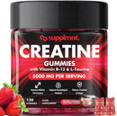 supplmnt. Supplmnt. Creatine 120 Gummies Max 5000mg for Men & Women Creatine Monohydrate Plus B12 and L-Taurine Chewable Gummies, 1 Month Supply (Single, Strawberry)