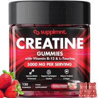 supplmnt. Supplmnt. Creatine 120 Gummies Max 5000mg for Men & Women Creatine Monohydrate Plus B12 and L-Taurine Chewable Gummies, 1 Month Supply (Single, Strawberry)