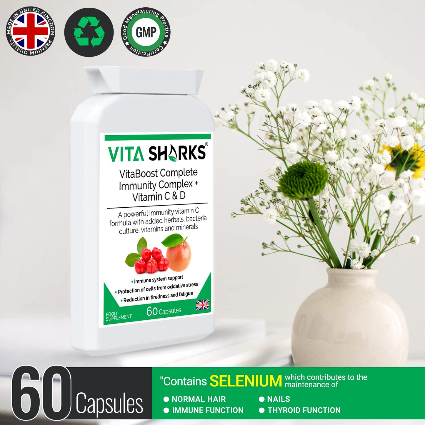 VitaBoost Complete Immunity Complex + Vitamin C & D. Fight Infection & Boost Immune Function. Anti-Viral & Anti-Bacterial. All-in-One Potent Vitamin C Formula. Essential Vitamins & Minerals