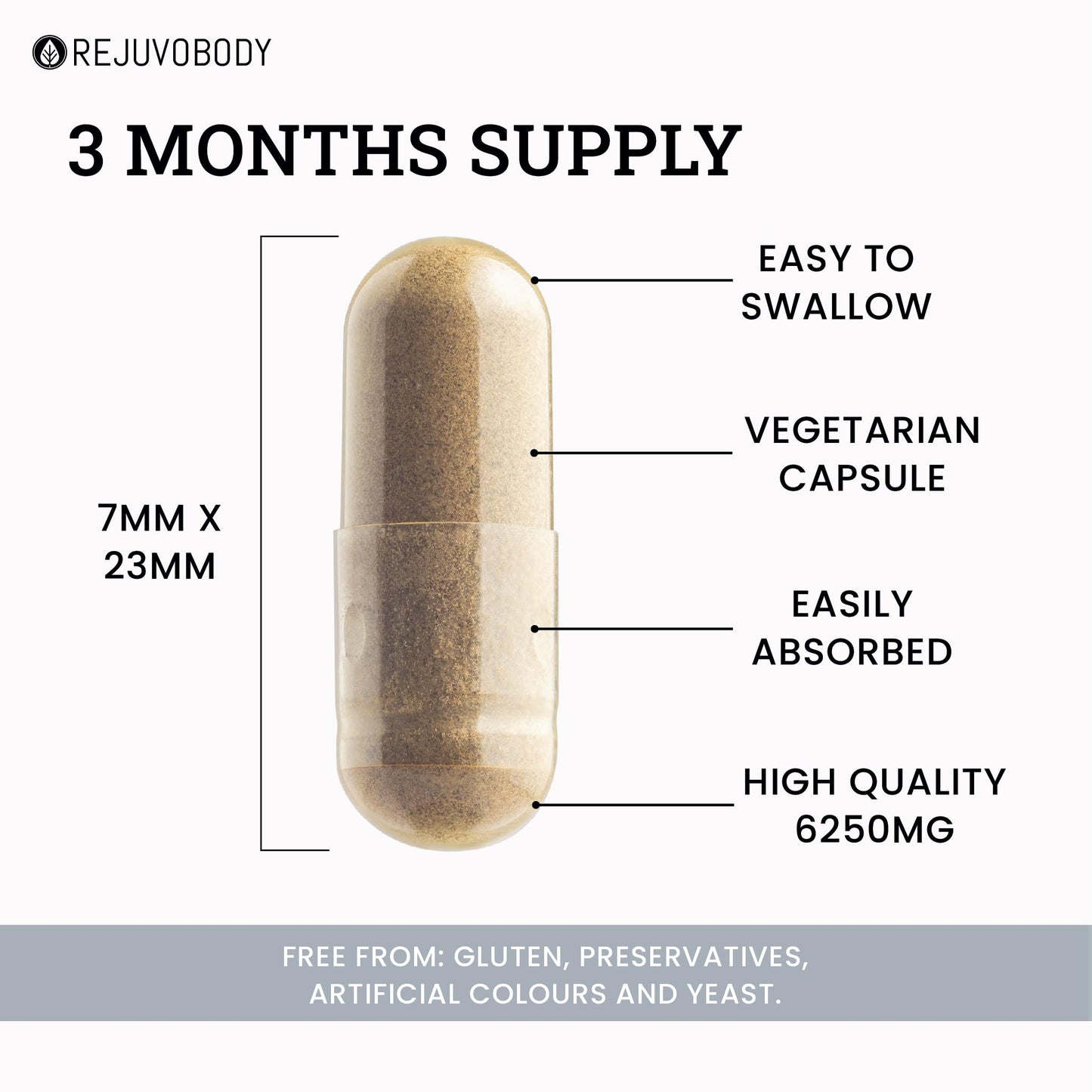 RejuvoBody Premium Grade KSM-66 Ashwagandha 6250mg | 90 Vegetarian Capsules | Stress & Anxiety Relief for Adults | 3 Month Supply | Made in The UK | No Leaf Root Extract | Vegetarian Friendly