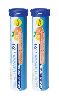 Calcium + Vitamin D3-2 x 20 effervescent Tablets - Orange-Grapefruit Flavor - T&D Pharma German Calcium + D3 - Made in Germany