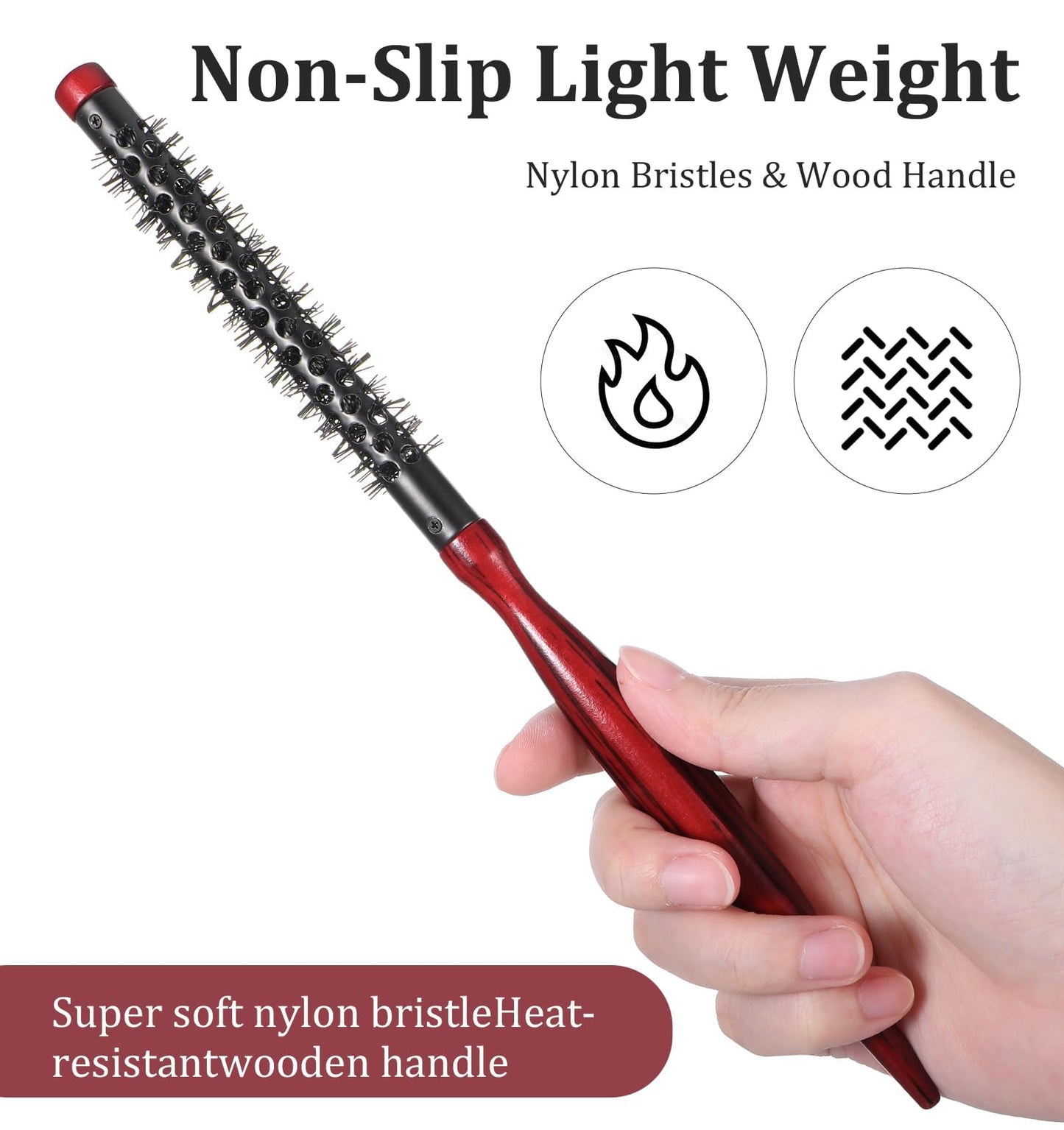 ValueBargain Small Curling Brush, Small Round Brushes, Thin Round Hair Brush for Short Hair, Women Blow Dry Fine Thin Short to Medium Hairs (1.7 Cm)