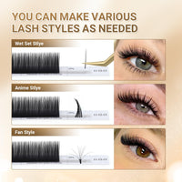 NAGARAKU Wet Camellia Lash, Roots with Light Glue Mega Volume Lash 12mm-13mm-14mm Mix Length Eyelash Extension 0.07mm LC Curl Maga/Wispy/Fox/Anime/Hybrid Volume Style