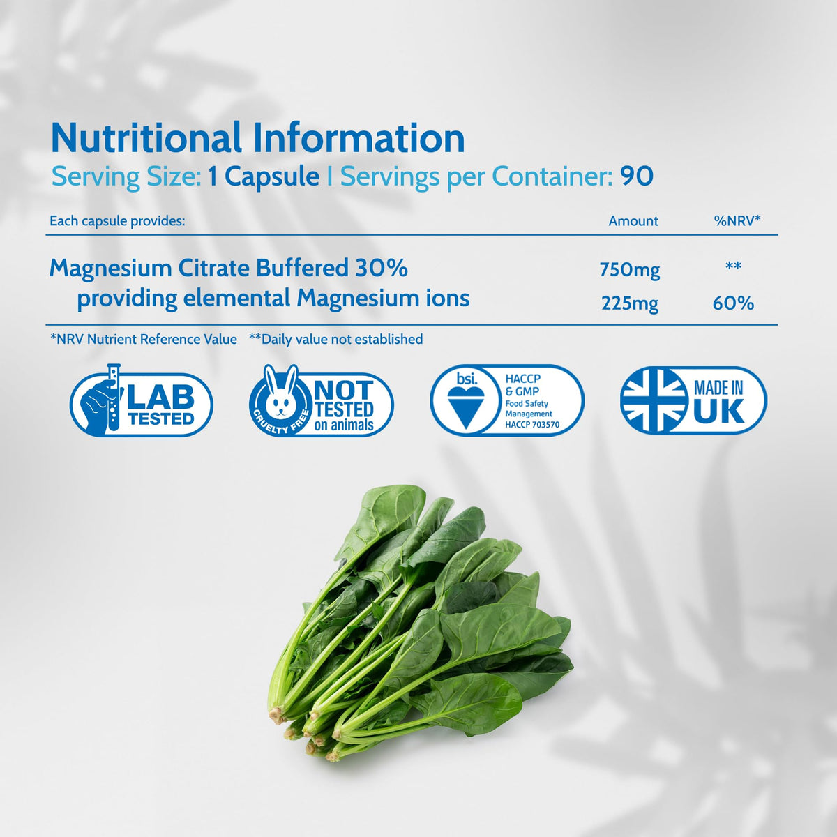 Health4All Magnesium Citrate 750mg 90 Capsules, High Strength 225mg Elemental Mg