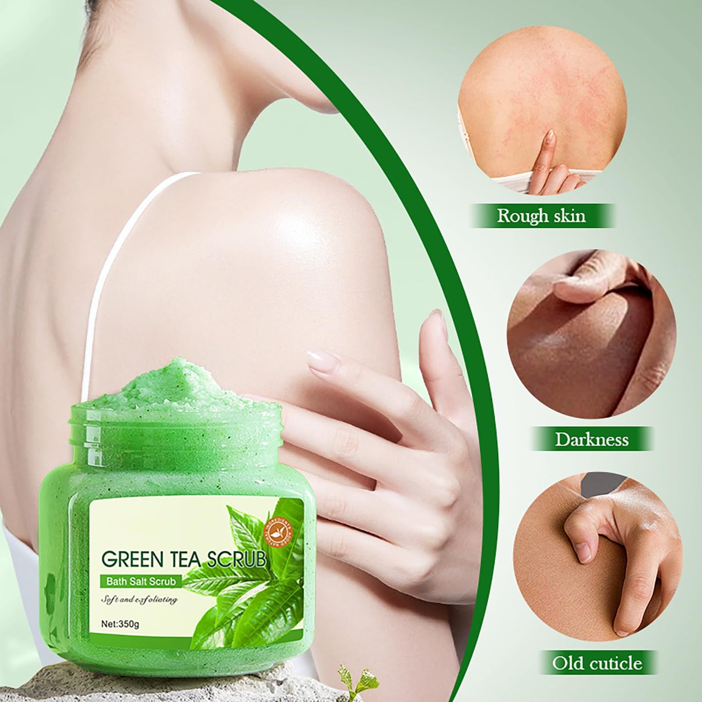 AuraAnge Green Tea Face Scrub Exfoliator - Body & Facial Exfoliant for Women & Men, Improve Pores, Refines Texture