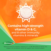 Berocca Immuno Effervescent Tablets - Including Vitamin D, C, A, B6, B9, B12, Selenium, Zinc and Iron - Multivitamin Immune System Support for Men & Women - 11 Vitamins and Minerals - 15 Tablets