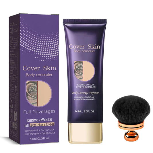Generic All over Complexion Perfector with Extra Large Body Makeup Brushm, 2-in-1 Body Camouflage and Illuminator, Tattoo Cover up Cream, Body Full Coverage Perfector Waterproof No Transfer
