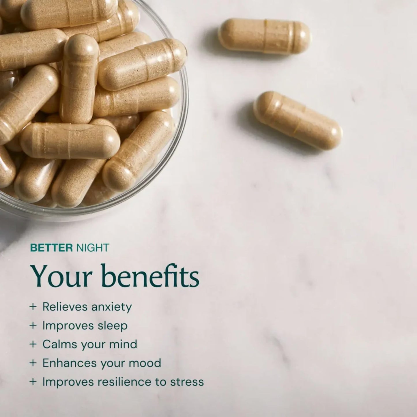 The Better Menopause Better Night Sleep Supplement for Women | with Magnesium, Ashwagandha & Lemon Balm | All-in-one Blend of Adaptogens & Vitamins to Calm The Nervous System, Balance Mood & Improve Sleep | 60 Capsules