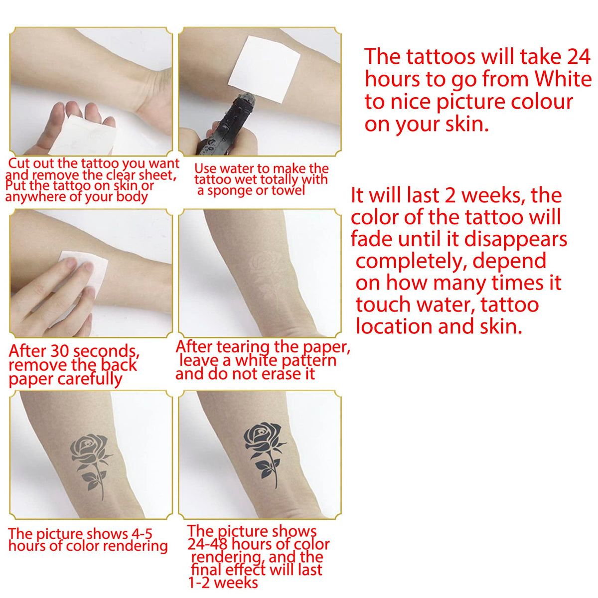 Nirbffo Large Butterfly Flower Waterproof Lasting Temporary Tattoo Women Tattoos Sticker 5 Sheets 12X19CM