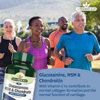 Natures Aid Glucosamine MSM & Chondroitin with Vitamin C - High Strength Joint Support - Mobility & Cartilage Health, Collagen Formation - Non-GMO, Gluten-Free Supplement - 90 Tablets