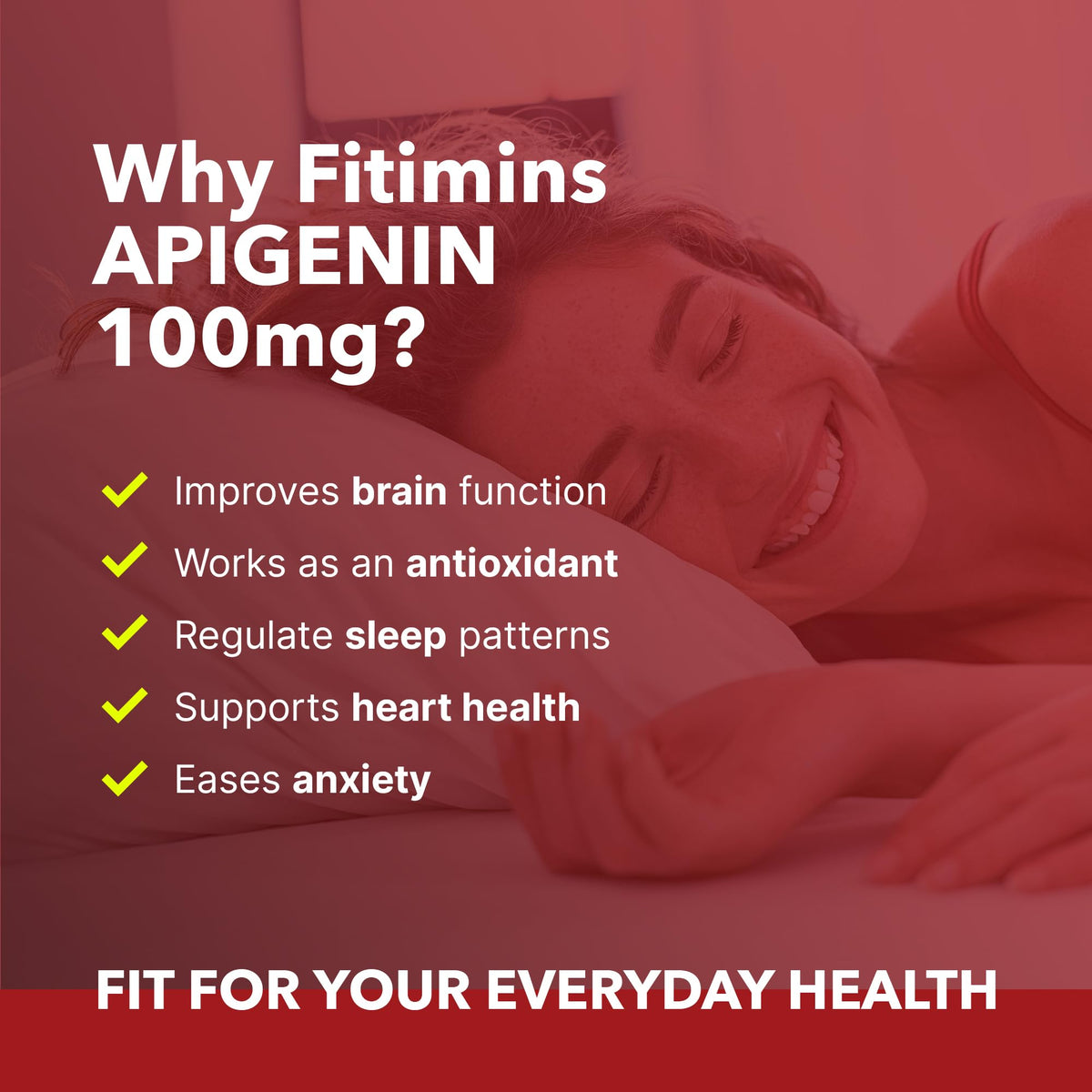 Apigenin 100mg Supplement, NAD+ Booster, 99.1% Purity, Natural Sleep Aid for Adults, Non-GMO Apigenin Sleep Supplement, Promotes Healthy Skin & Hair, 60 Vegan Sleep Capsules, 2 Month Supply (Fitimins)