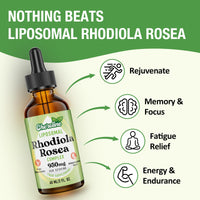 Cheroline Liposomal Rhodiola Rosea 950 mg, 9-in-1 rhodiola Rosea Drops 60 ml, Rhodiola Root Liquid Tincture, Vegan Adaptogenic Herb Supplement for Energy, Stress & Mood (Pack of 1)