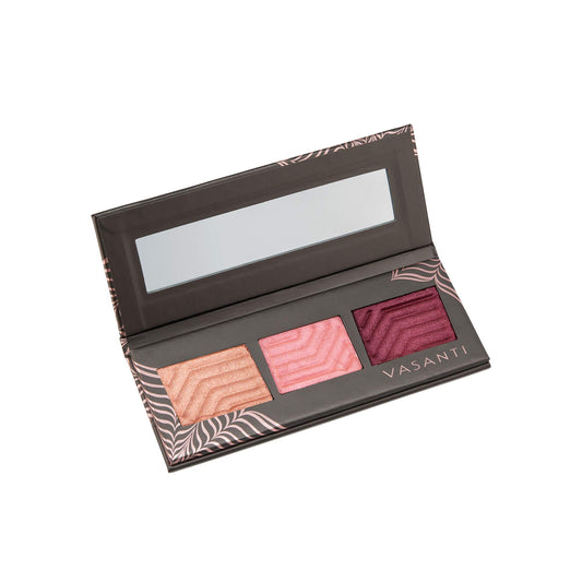 VASANTI Vasanti Synchronicity Eyeshadow Trio Kit (Serendipity) - Super Soft Long Lasting Metallic Shimmer Glitter Eyeshadow Palette Kit - With Brush and Lashes