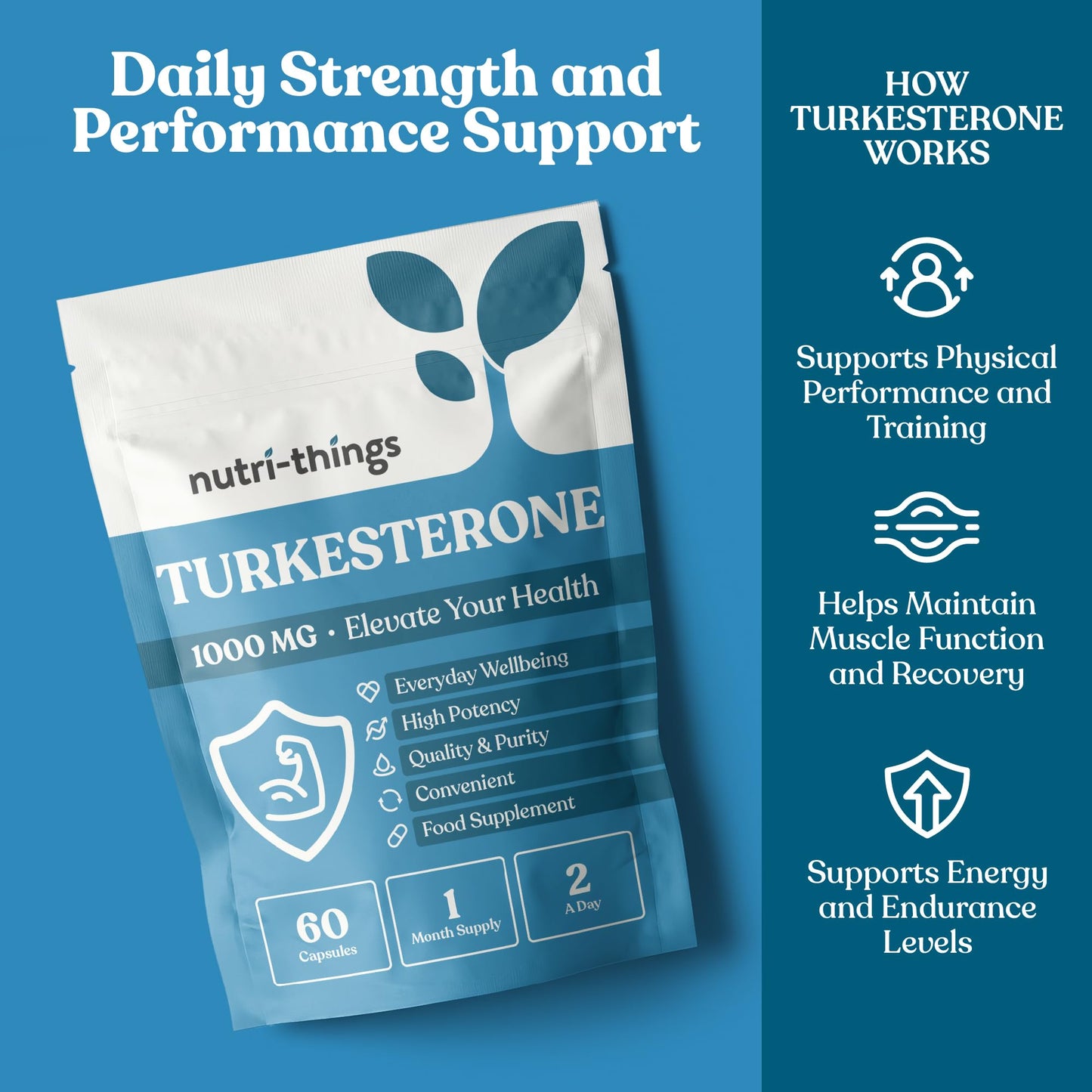 Nutri-things Turkesterone Capsules | Muscle Recovery and Muscle Growth Supplement | Max Strength 1000mg Per Serving | 120 Capsules