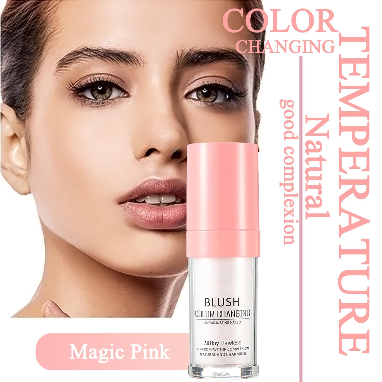 Maggikey Temperature-Activated Blush: Color Changing Cream Blush for Long-Lasting, Waterproof Cheek Color - 30ml
