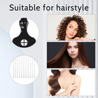 Ajcotahm 2 Pack Metal Hair Pick, Black Men Beard Pick for Afro, Wide-Tooth Comb Detangling Shower Comb Set for Wigs Braids and Styling Men's and Women's Curly Detangling Tool