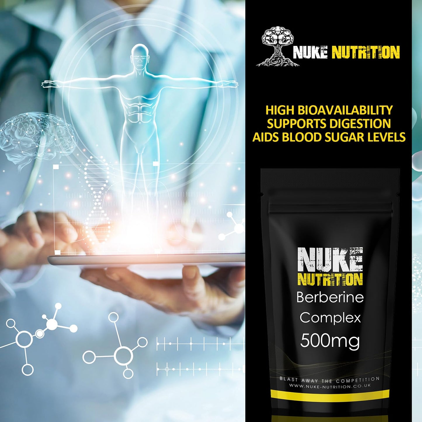 Nuke Nutrition Berberine Supplement 500mg | 60 Capsules